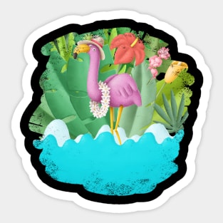 Cute flamingo in the ocean Sticker